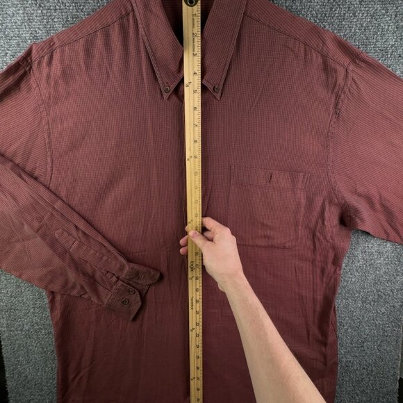Scott Barber Button Up Shirt Men Large Red Check All Cotton Soft Long Sleeve - Picture 3 of 13